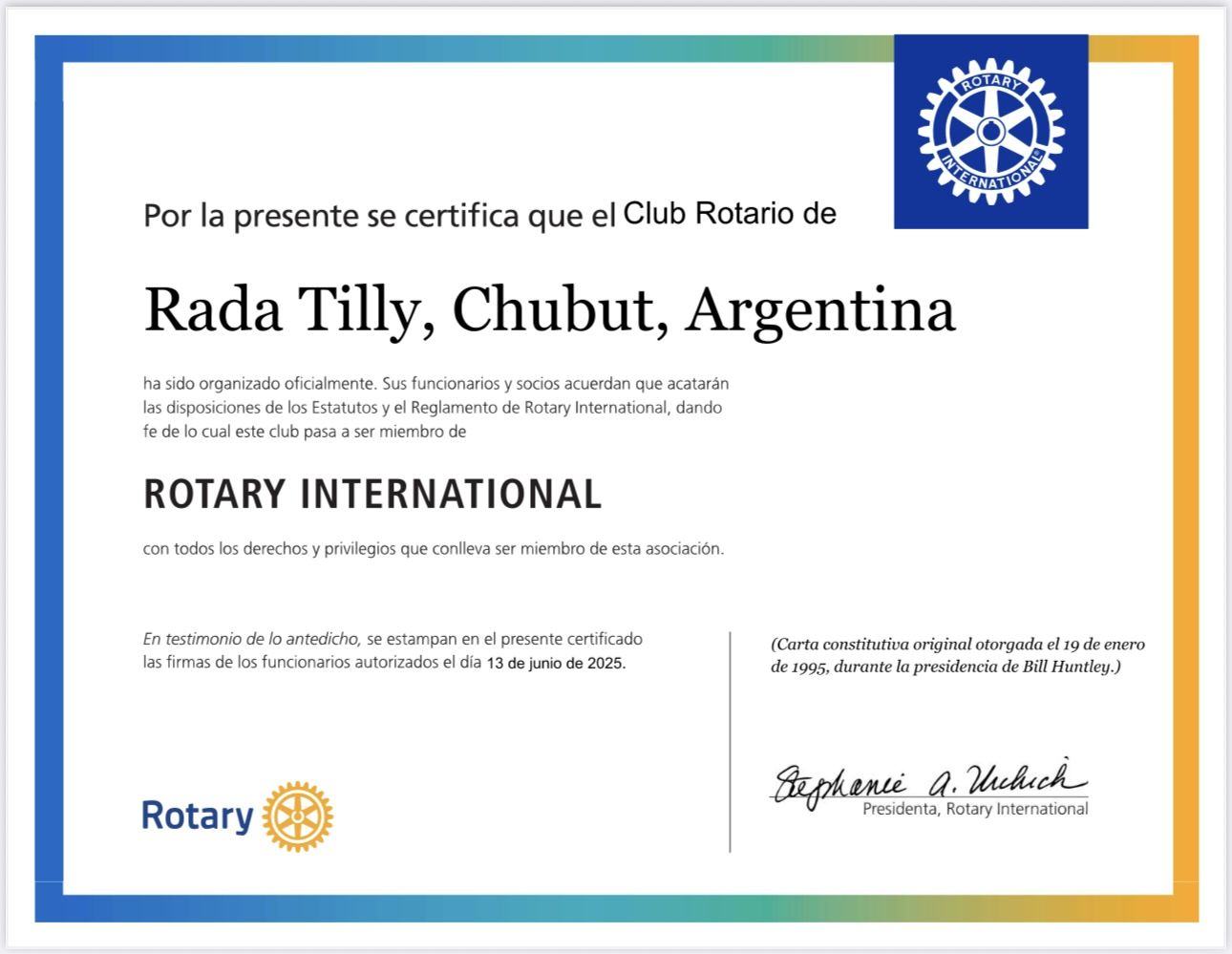 Certificado Rotary International